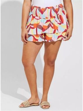 Torrid 3.5 Inch Pull-On Washable Gauze Smocked Ruffle Shorts 4X